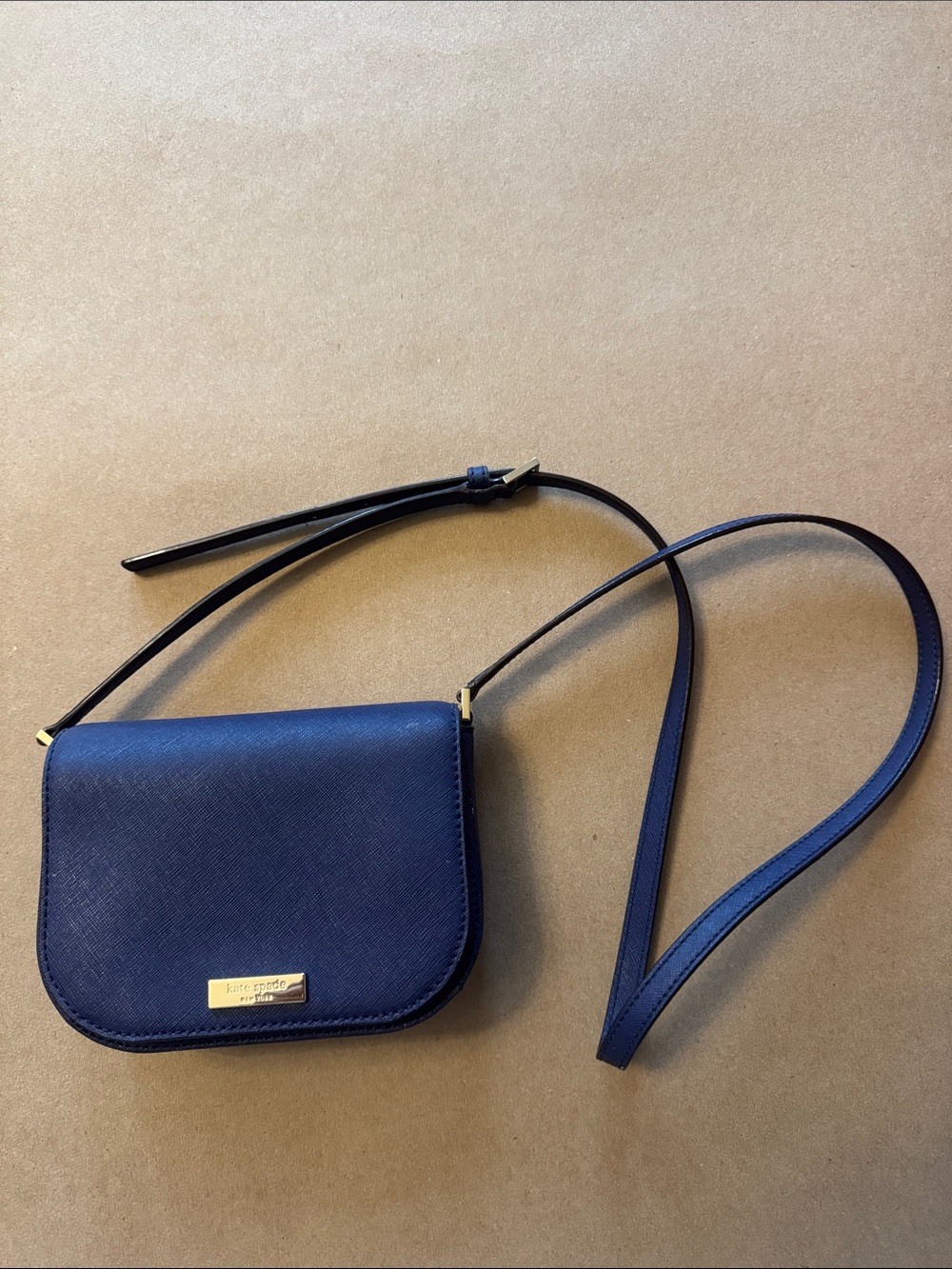 kate spade Navy Crossbody with Gold Plaque